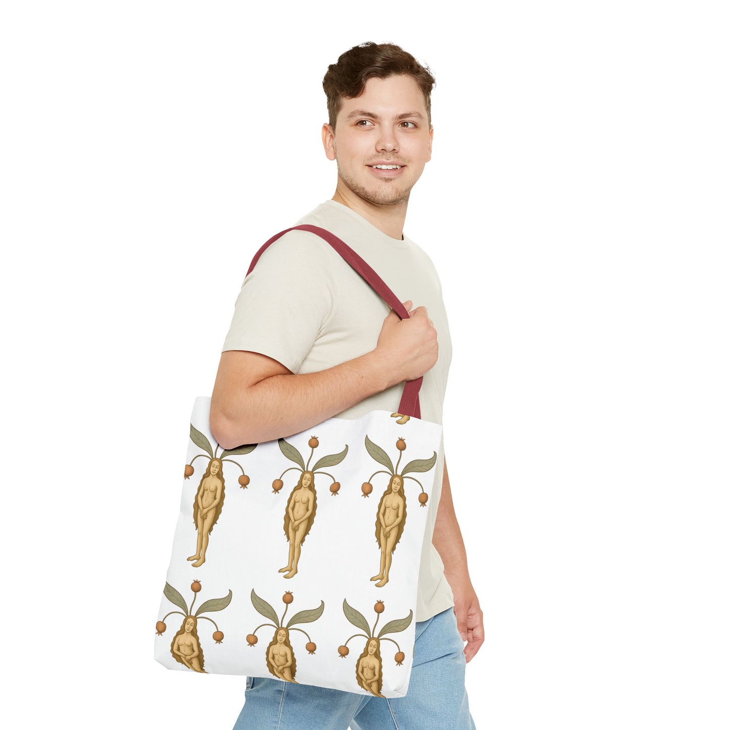 Mandragora Muse, Medieval Herb Lore Unisex Whimsical Patterned Tote Bag