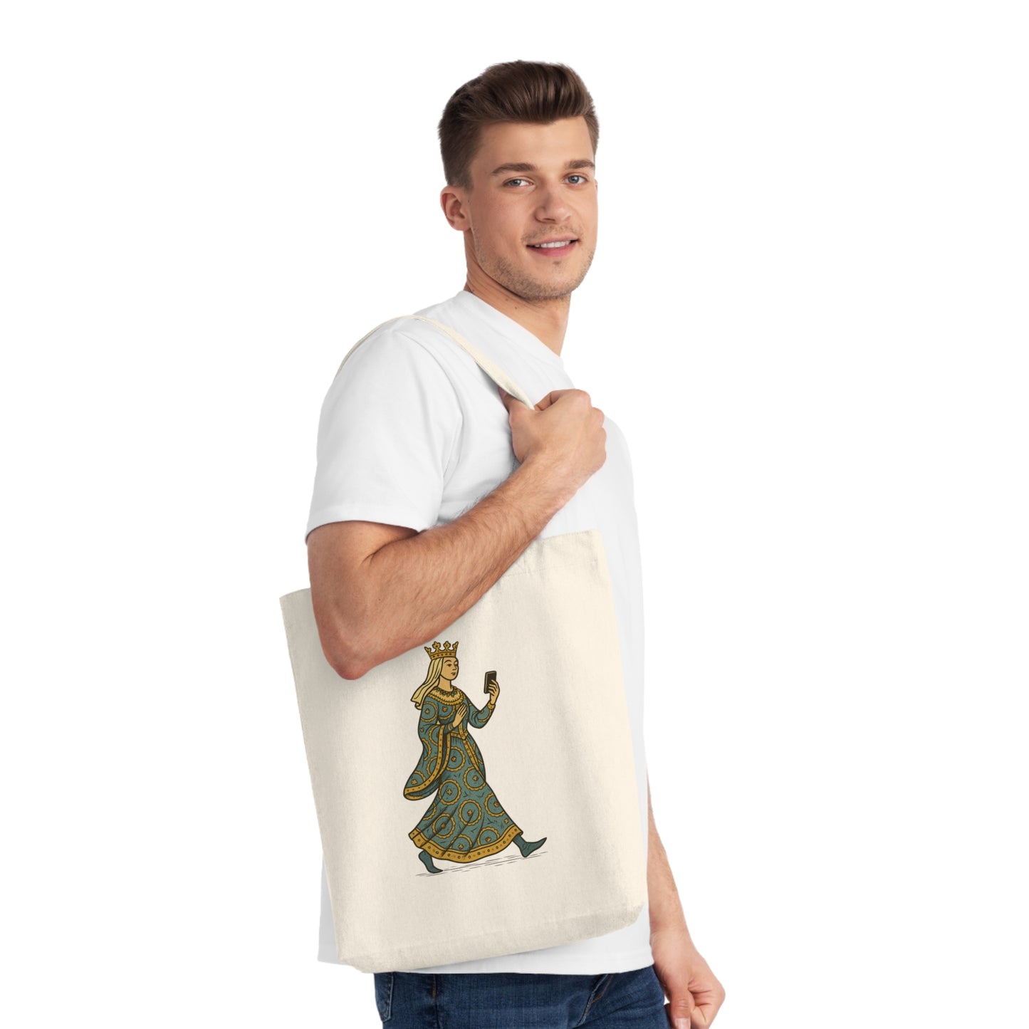 The Crowned Strutter – Medieval Couture on the Go - Woven Tote Bag