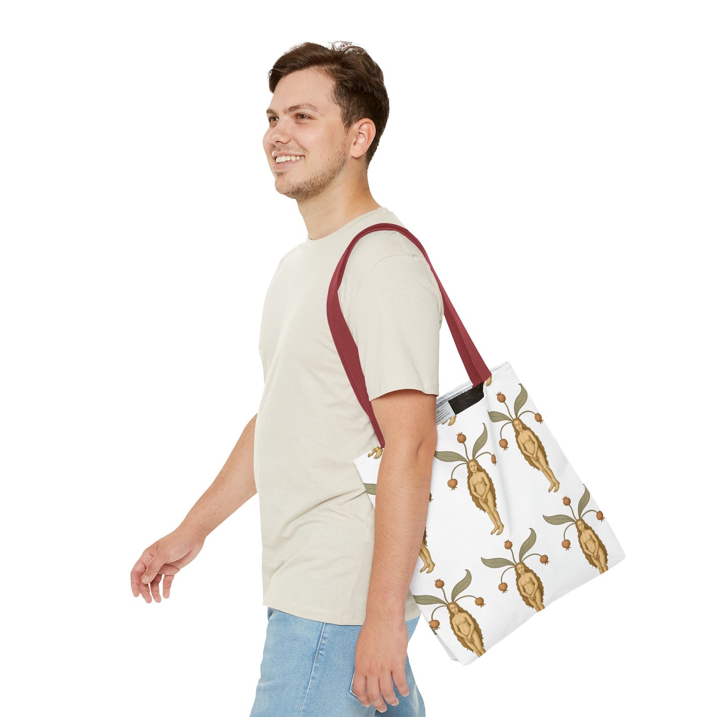 Mandragora Muse, Medieval Herb Lore Unisex Whimsical Patterned Tote Bag