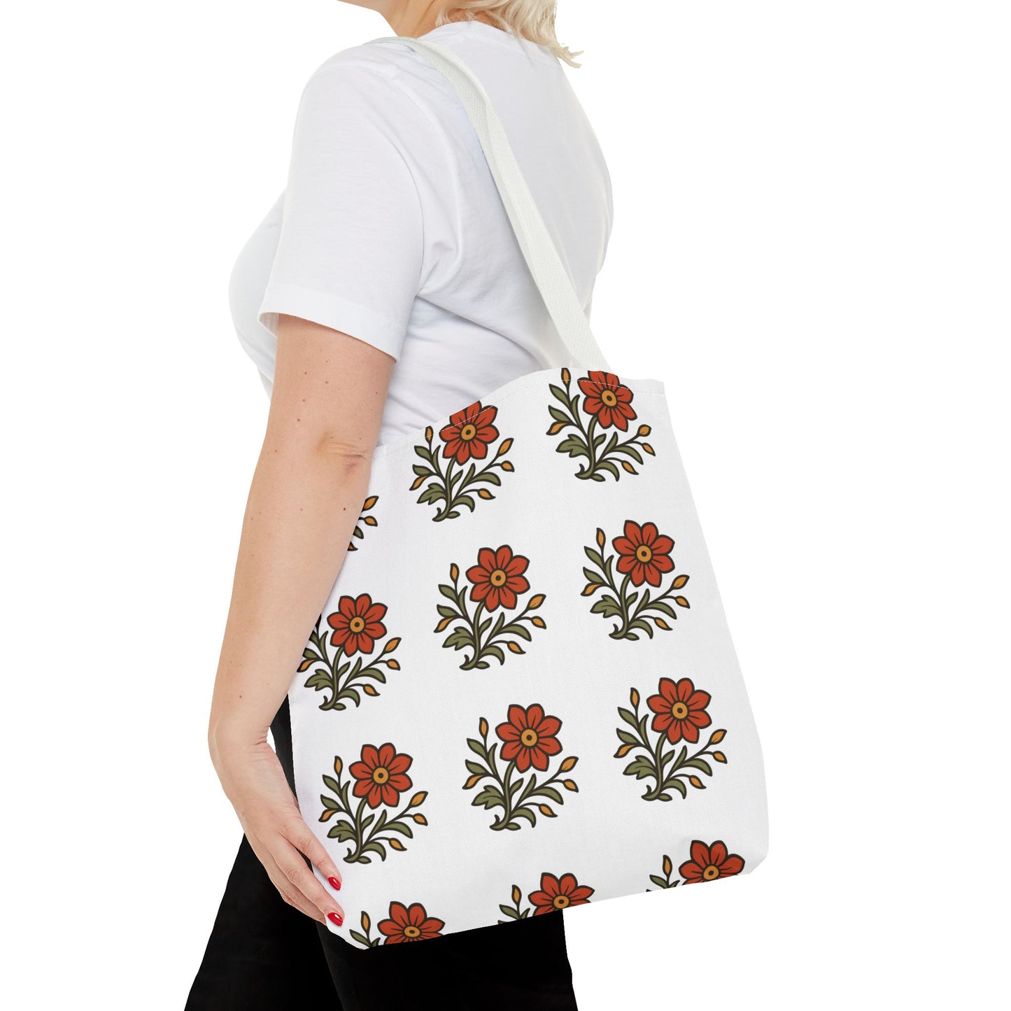 Folk Bloom Emblem 2, Original Floral Tote Bag