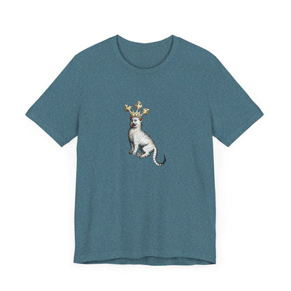 Silly Medieval Cat with Crown – 15th Century Heraldic Art Tee