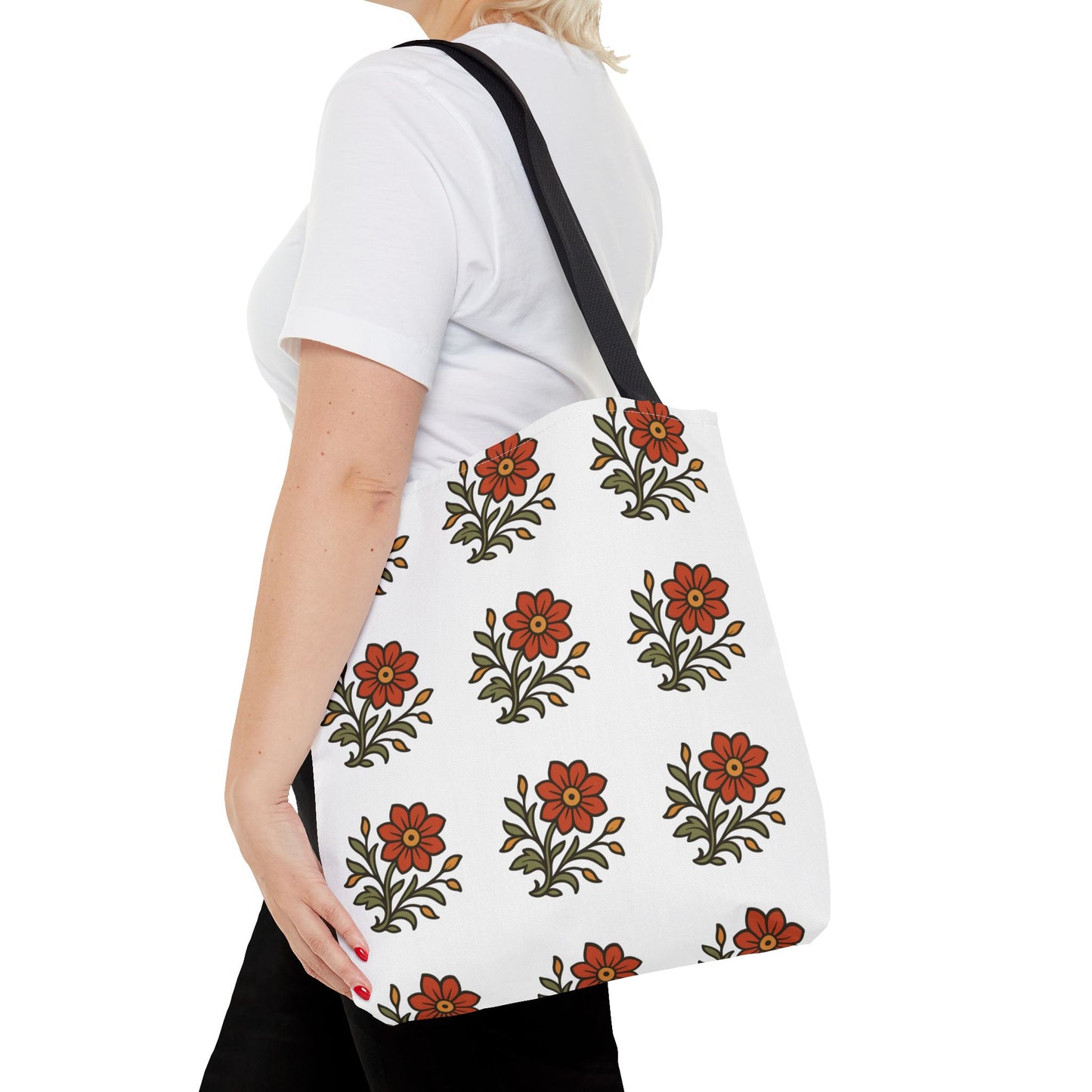 Folk Bloom Emblem 2, Original Floral Tote Bag