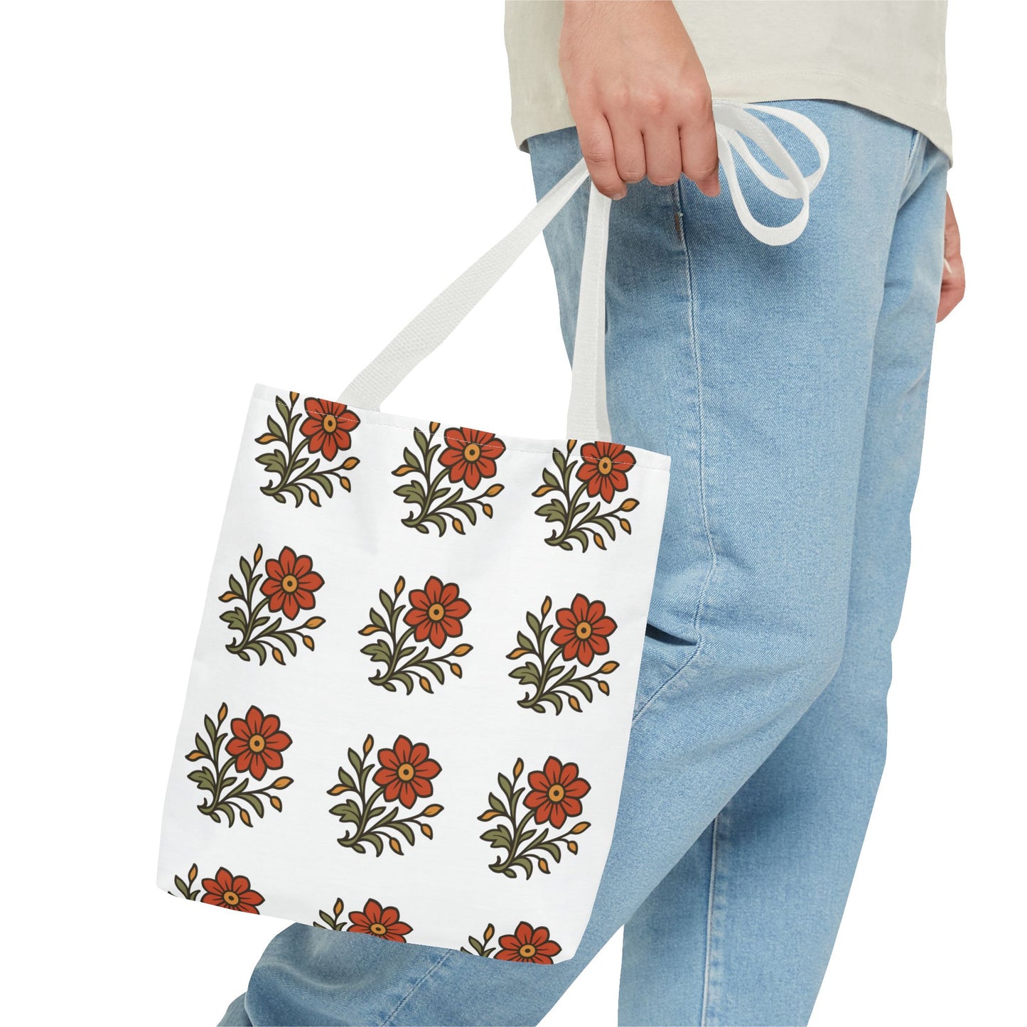 Folk Bloom Emblem 2, Original Floral Tote Bag