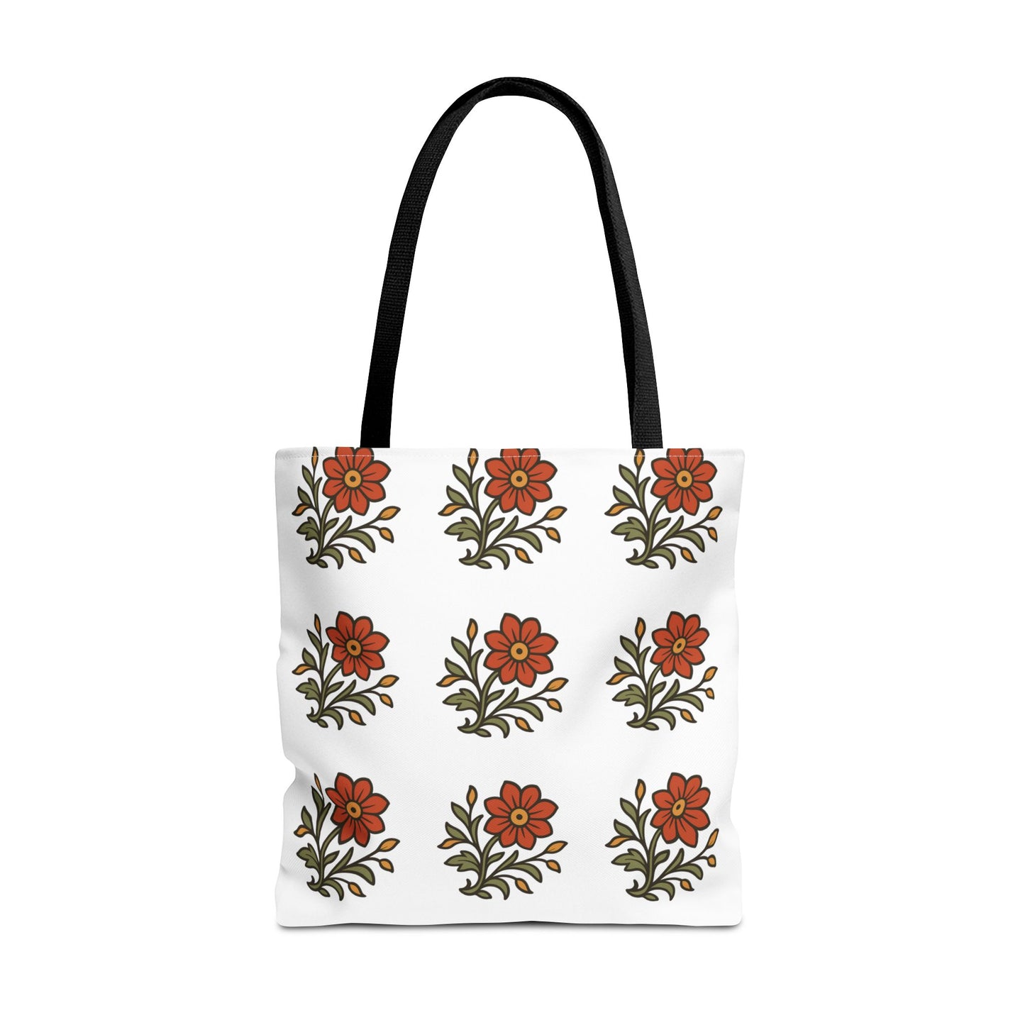 Folk Bloom Emblem 2, Original Floral Tote Bag