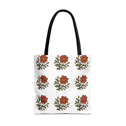 Folk Bloom Emblem 2, Original Floral Tote Bag