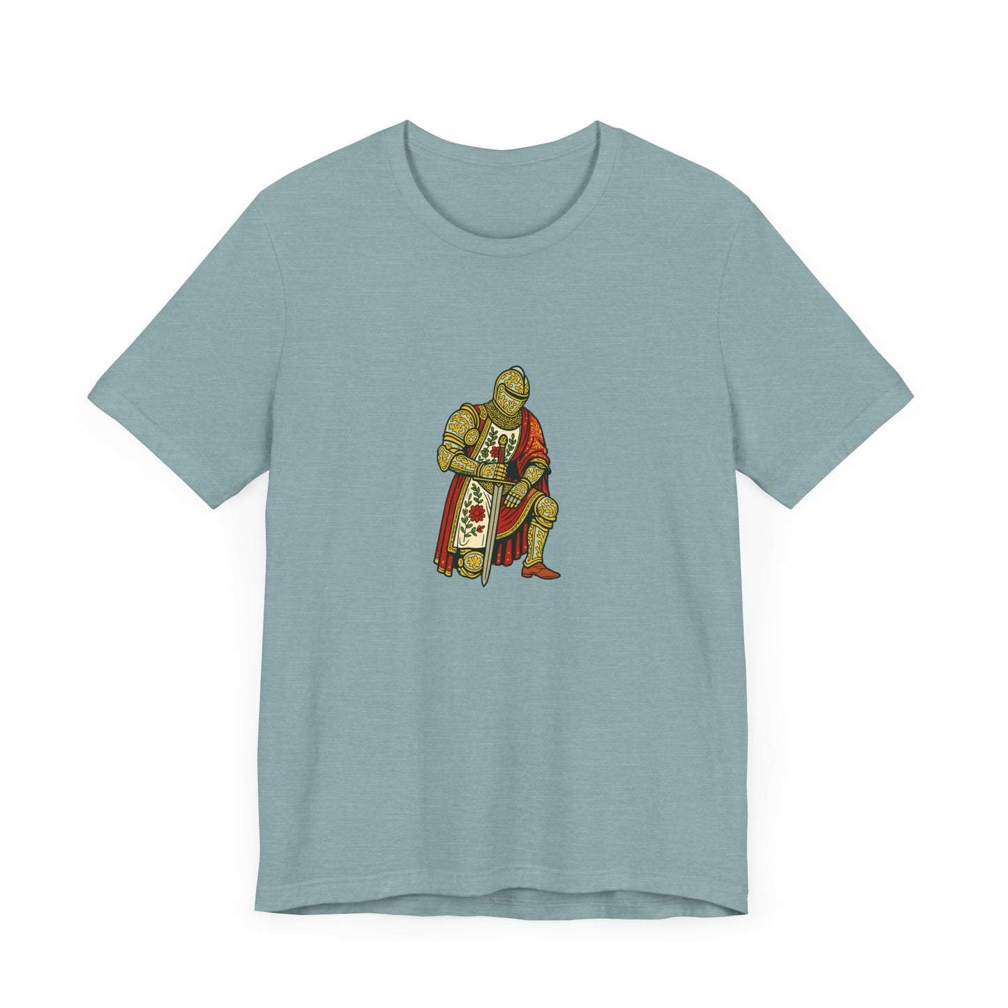 Kneeling Medieval Knight Floral Tee