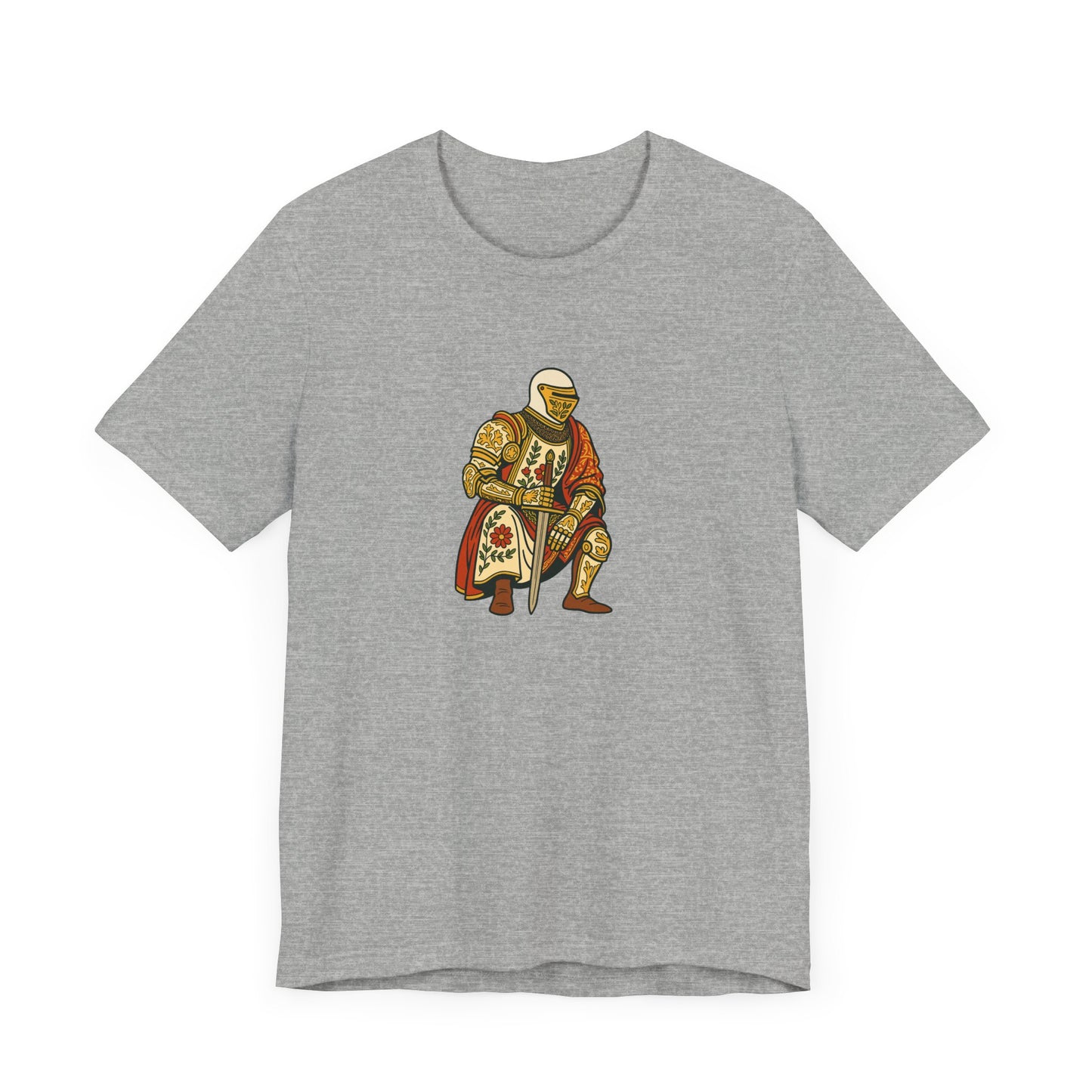 Medieval Knight With Original Flora Pattern Tee