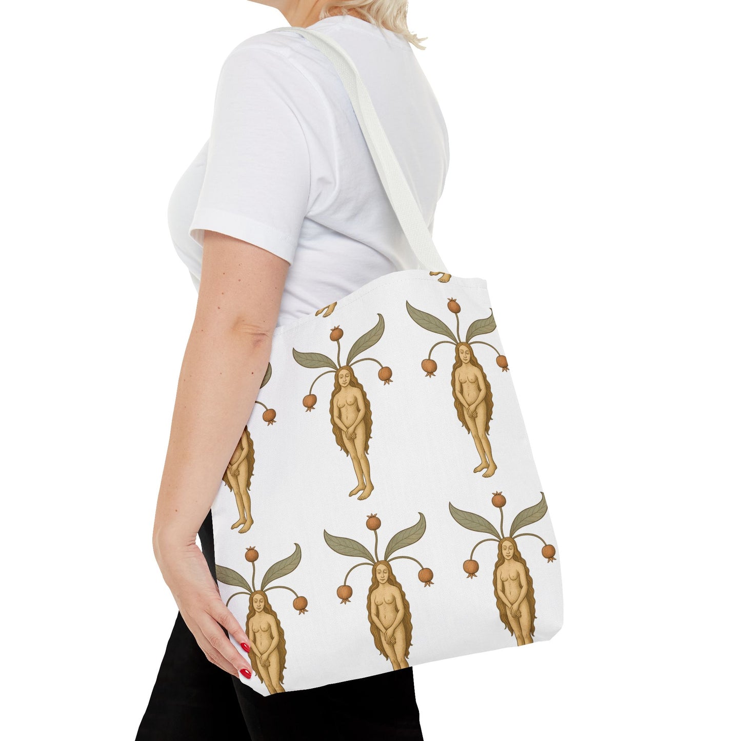 Mandragora Muse, Medieval Herb Lore Unisex Whimsical Patterned Tote Bag