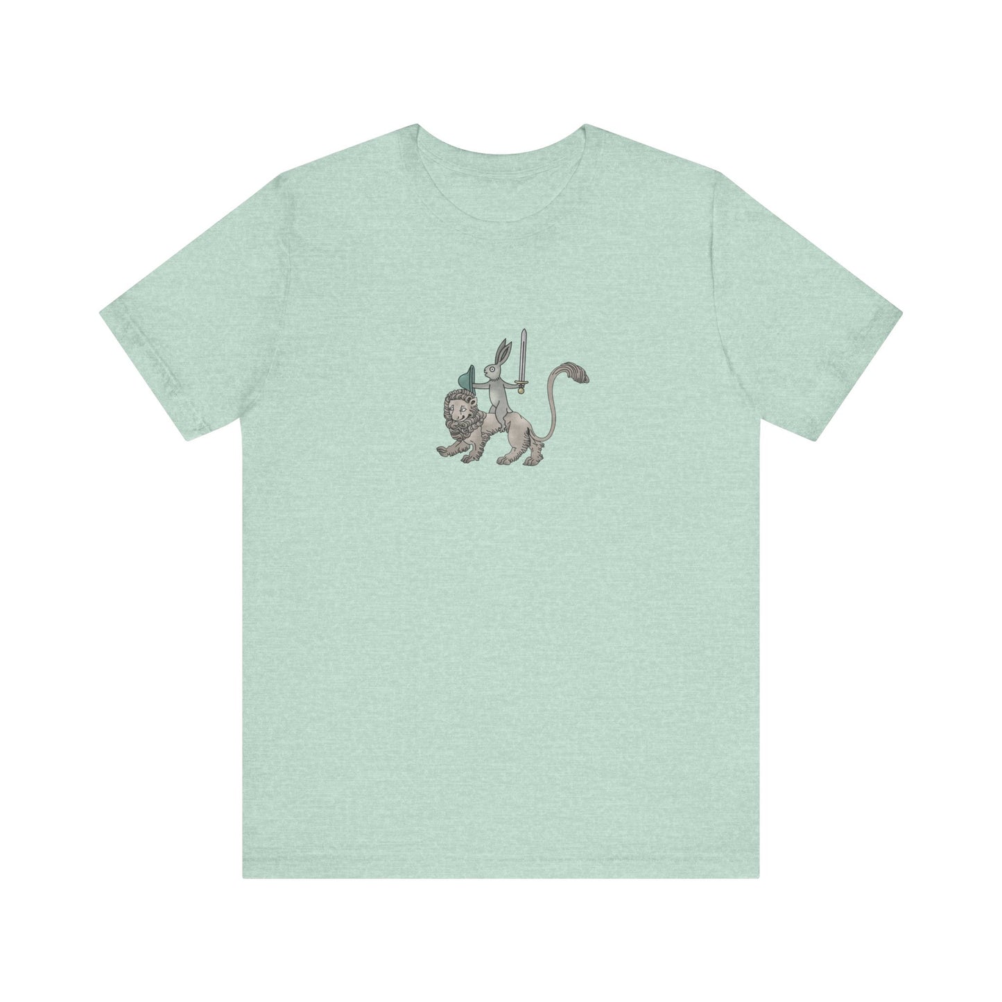 Sword-wielding Medieval Rabbit Riding a Lion Posters and Art Prints Tee