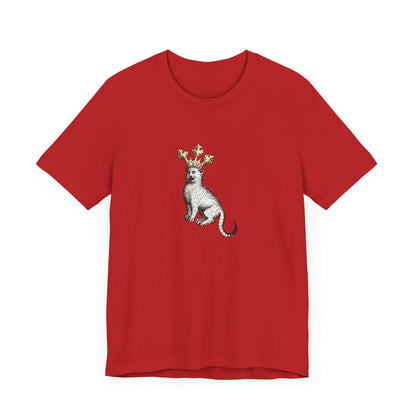 Silly Medieval Cat with Crown – 15th Century Heraldic Art Tee