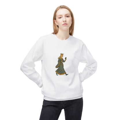 The Crowned Strutter – Medieval Couture on the Go - Unisex Midweight Sweatshirt