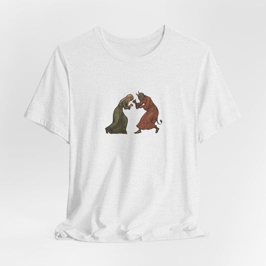 The Virgin Mary punching the Devil Medieval Manuscript T-shirt