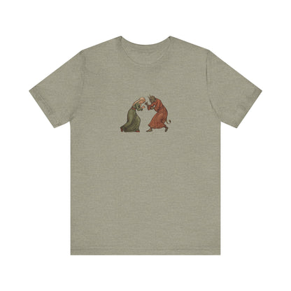 The Virgin Mary punching the Devil Medieval Manuscript T-shirt
