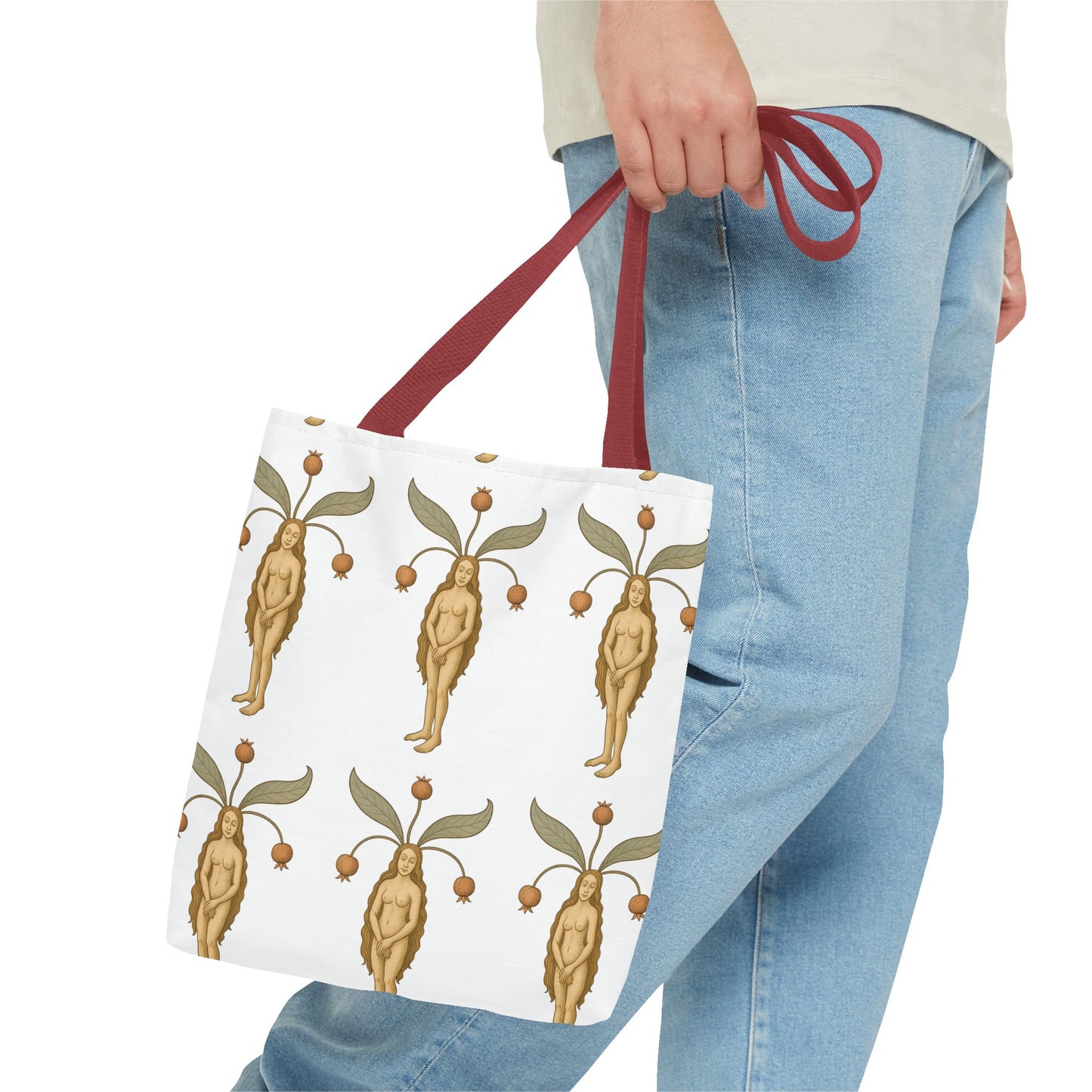 Mandragora Muse, Medieval Herb Lore Unisex Whimsical Patterned Tote Bag