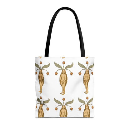 Mandragora Muse, Medieval Herb Lore Unisex Whimsical Patterned Tote Bag