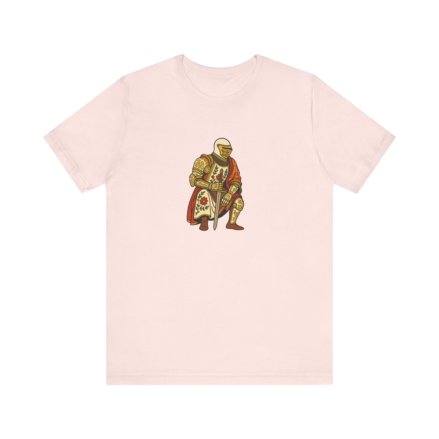 Medieval Knight With Original Flora Pattern Tee