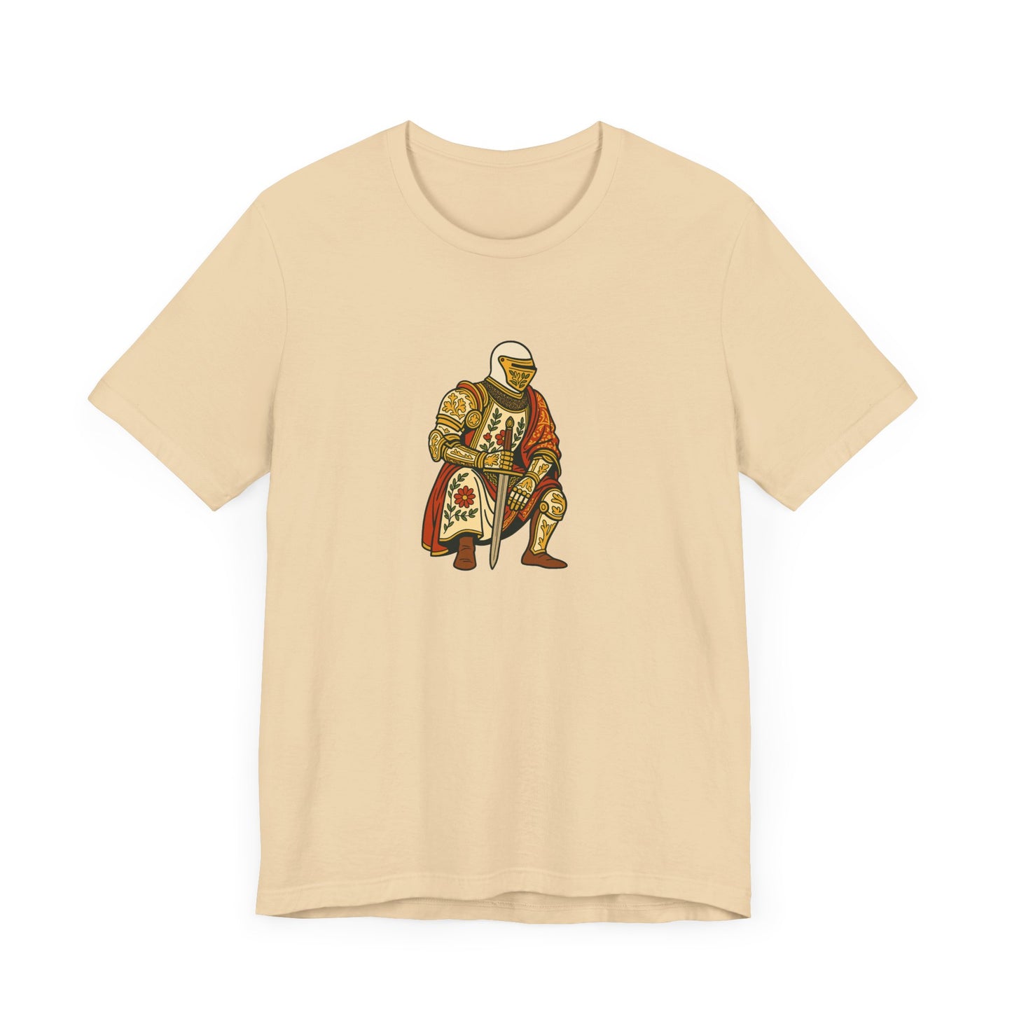 Medieval Knight With Original Flora Pattern Tee
