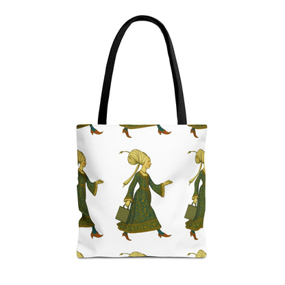 Lady of the Mall – Medieval Fashionista - Elegant Vintage Woman Tote Bag