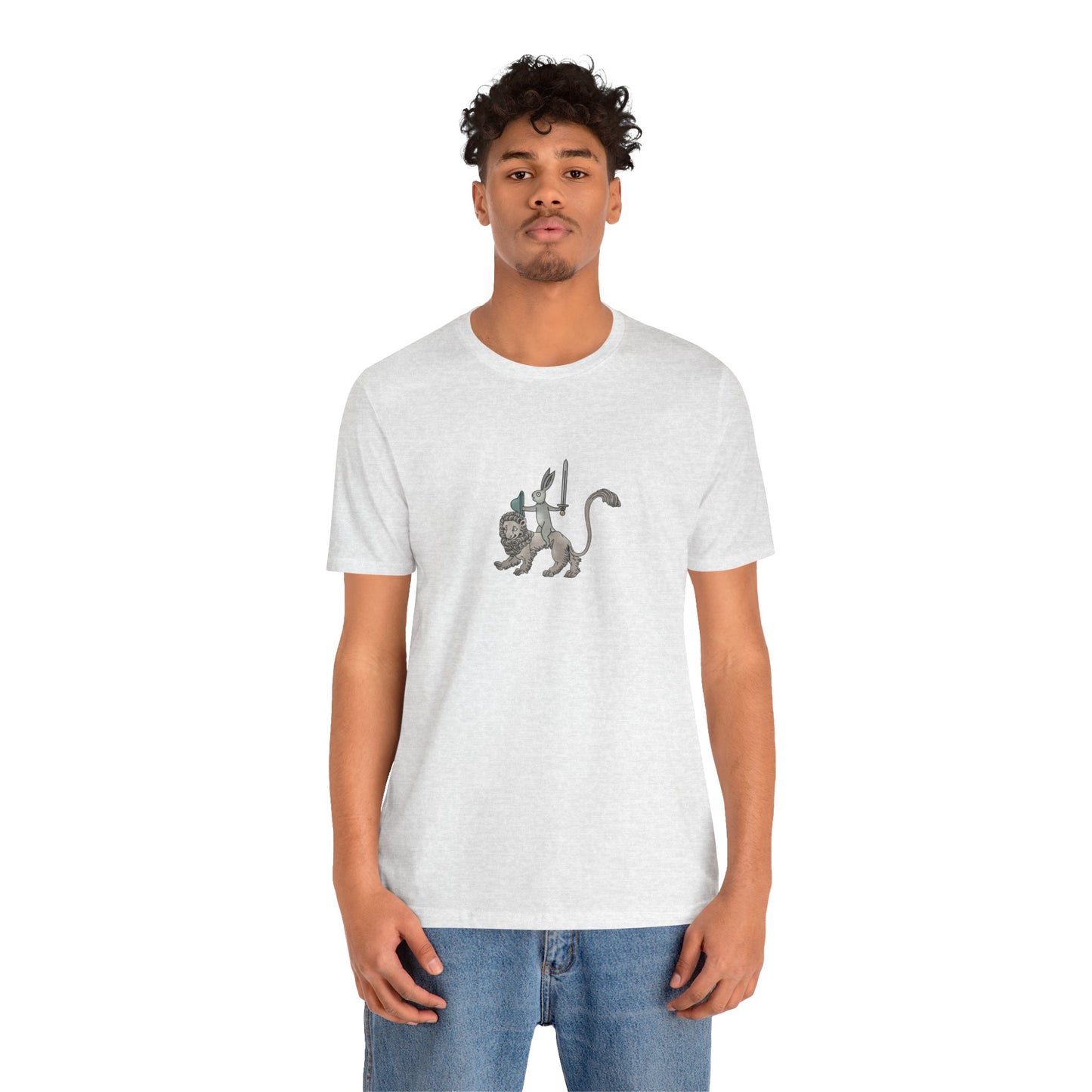 Sword-wielding Medieval Rabbit Riding a Lion Posters and Art Prints Tee