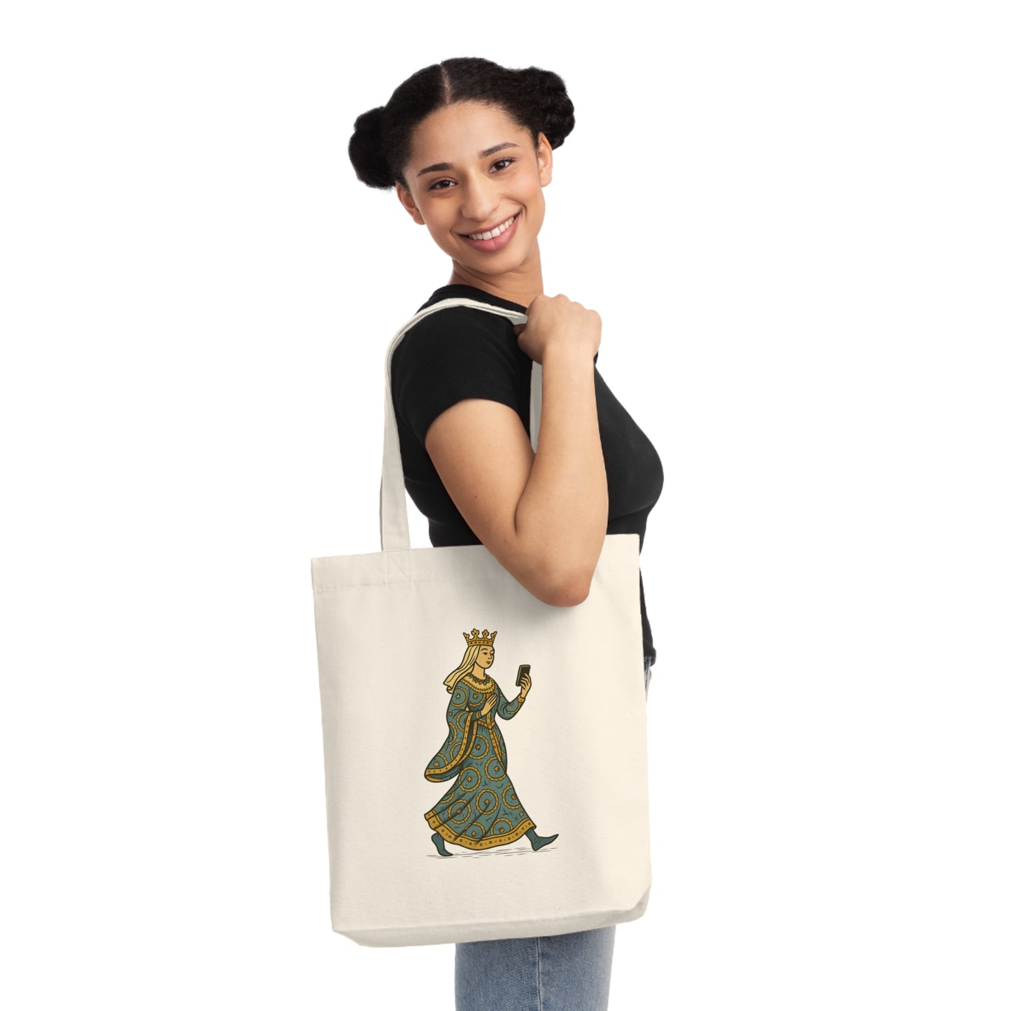 The Crowned Strutter – Medieval Couture on the Go - Woven Tote Bag