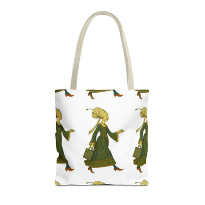 Lady of the Mall – Medieval Fashionista - Elegant Vintage Woman Tote Bag