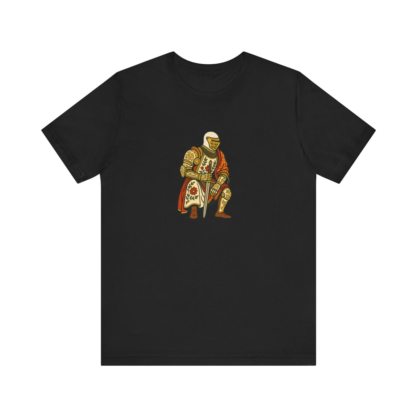 Medieval Knight With Original Flora Pattern Tee