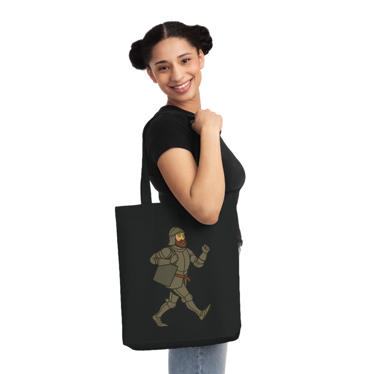 Knight on the Go - Medieval Humor - Urban Chivalry Woven Tote Bag