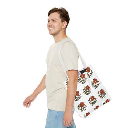 Folk Bloom Emblem 2, Original Floral Tote Bag