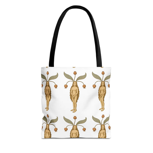Mandragora Muse, Medieval Herb Lore Unisex Whimsical Patterned Tote Bag