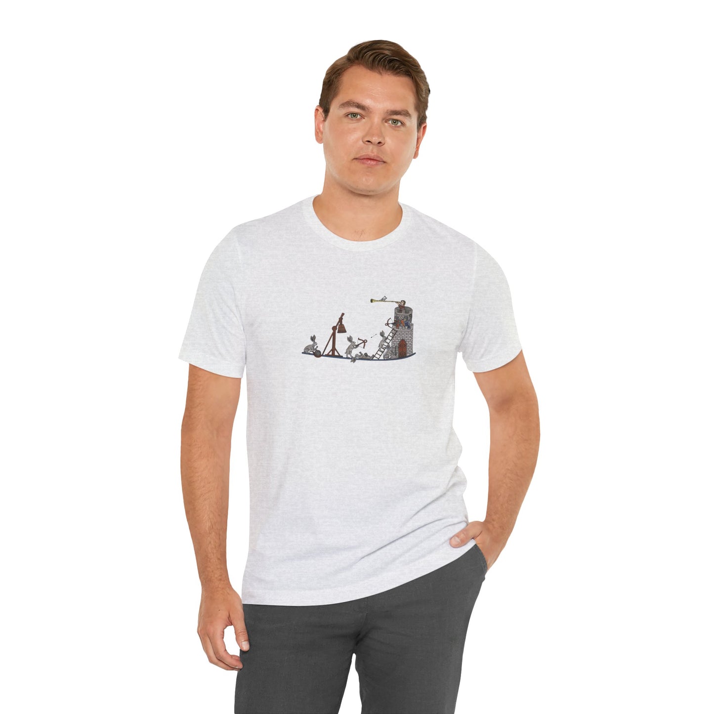 Medieval Rabbits Castle Siege, Medieval Manuscript Art T-shirt