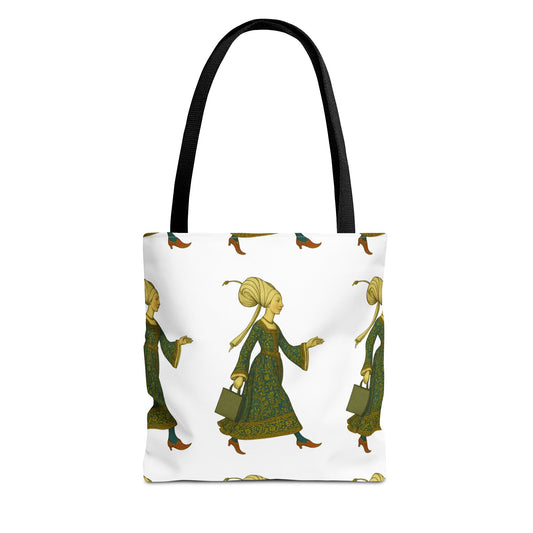 Lady of the Mall – Medieval Fashionista - Elegant Vintage Woman Tote Bag