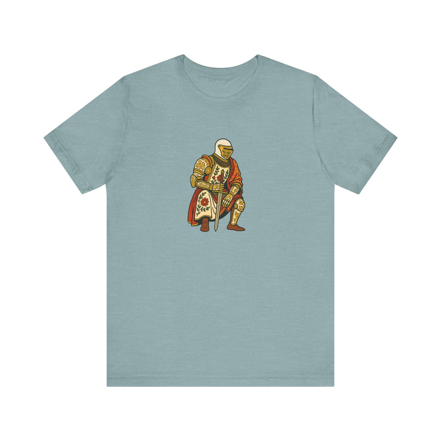 Medieval Knight With Original Flora Pattern Tee