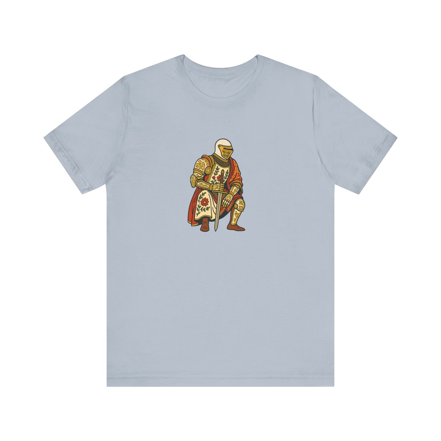 Medieval Knight With Original Flora Pattern Tee