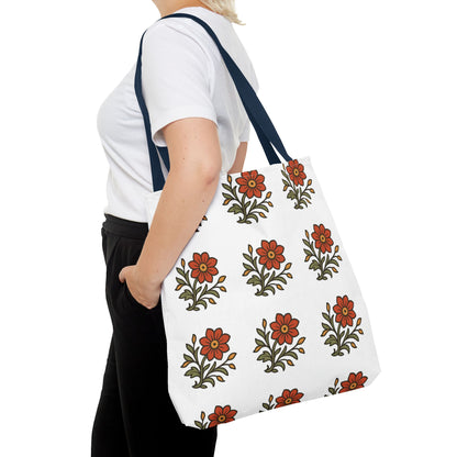 Folk Bloom Emblem 2, Original Floral Tote Bag