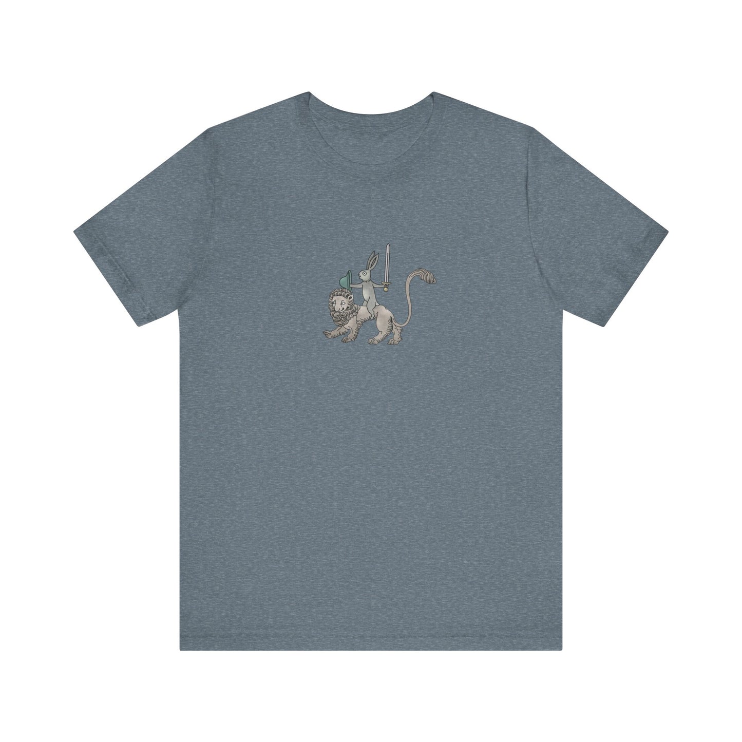 Sword-wielding Medieval Rabbit Riding a Lion Posters and Art Prints Tee