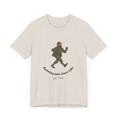 Knight on the Go But Running Late, Medieval Humor Unisex T-Shirt