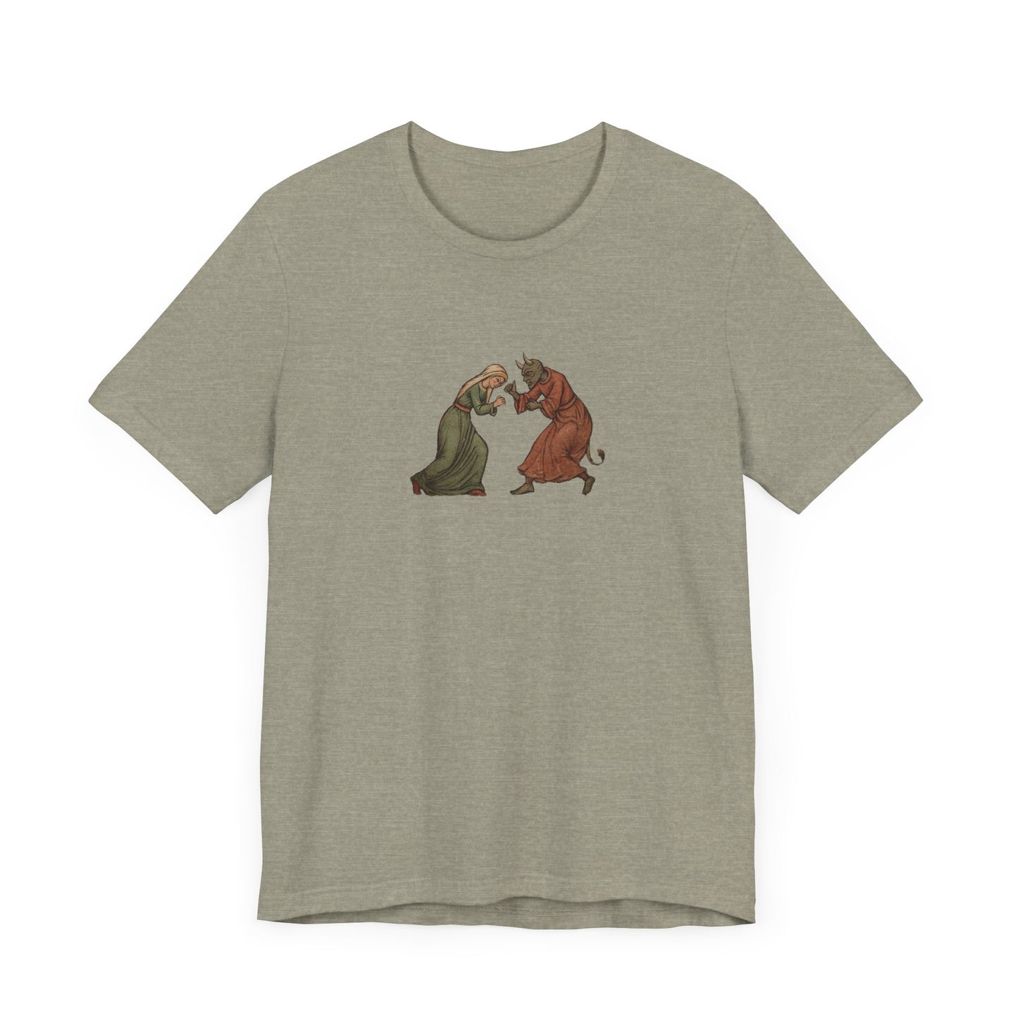 The Virgin Mary punching the Devil Medieval Manuscript T-shirt