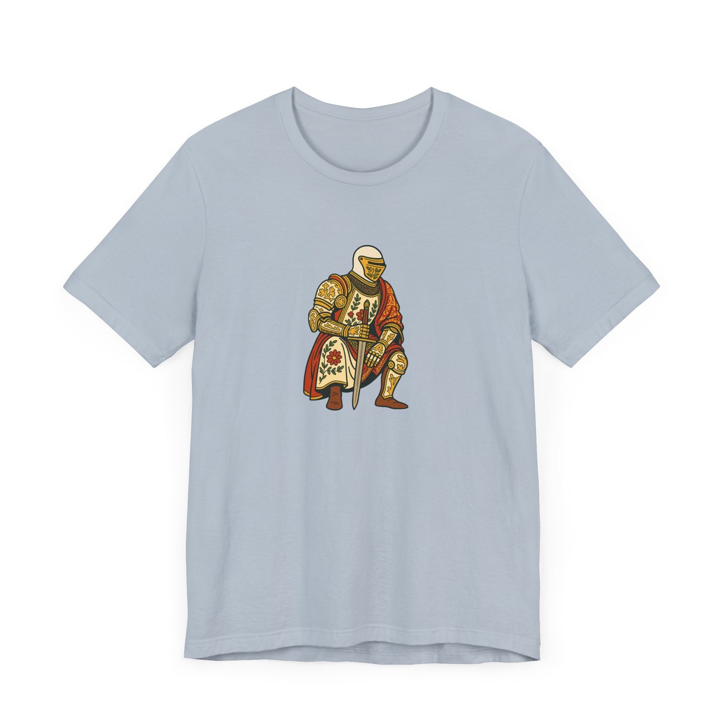Medieval Knight With Original Flora Pattern Tee