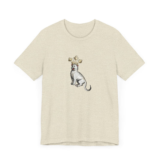 Silly Medieval Cat with Crown – 15th Century Heraldic Art Tee