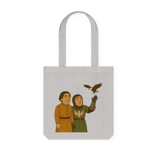 Knight & Falcon - Medieval Whimsical Woven Tote Bag
