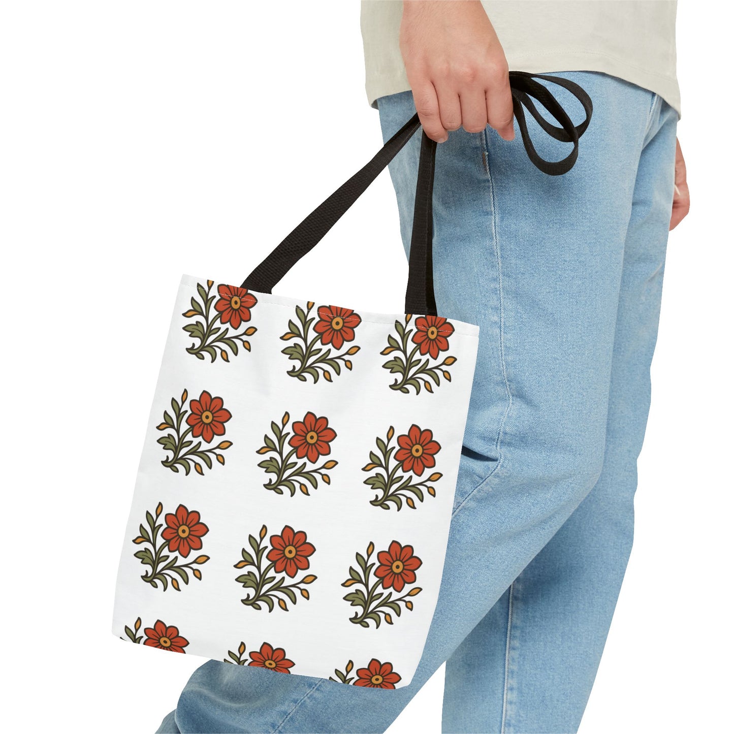 Folk Bloom Emblem 2, Original Floral Tote Bag