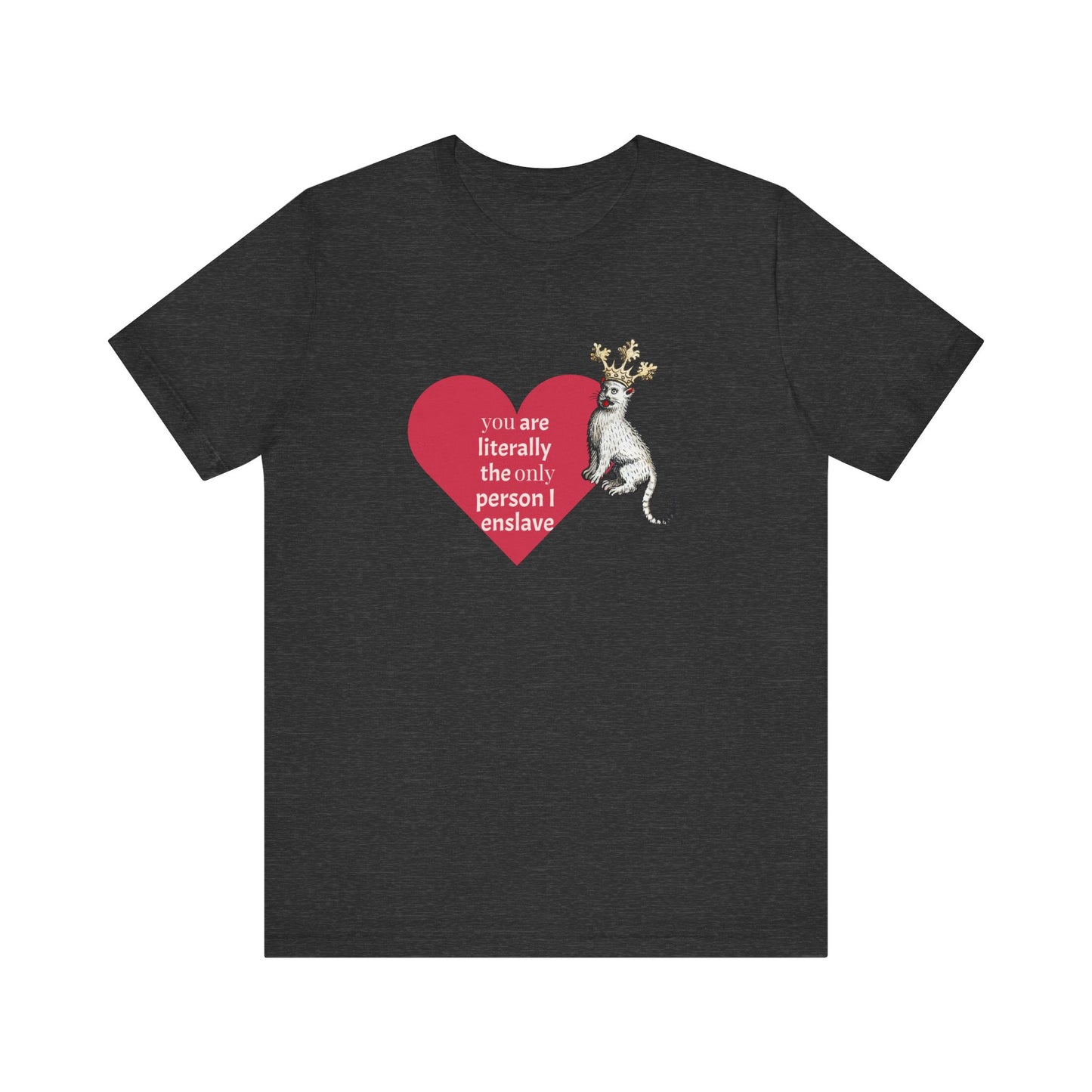Silly Medieval Cat with Crown, His Majesty's Favorite Slave Tee