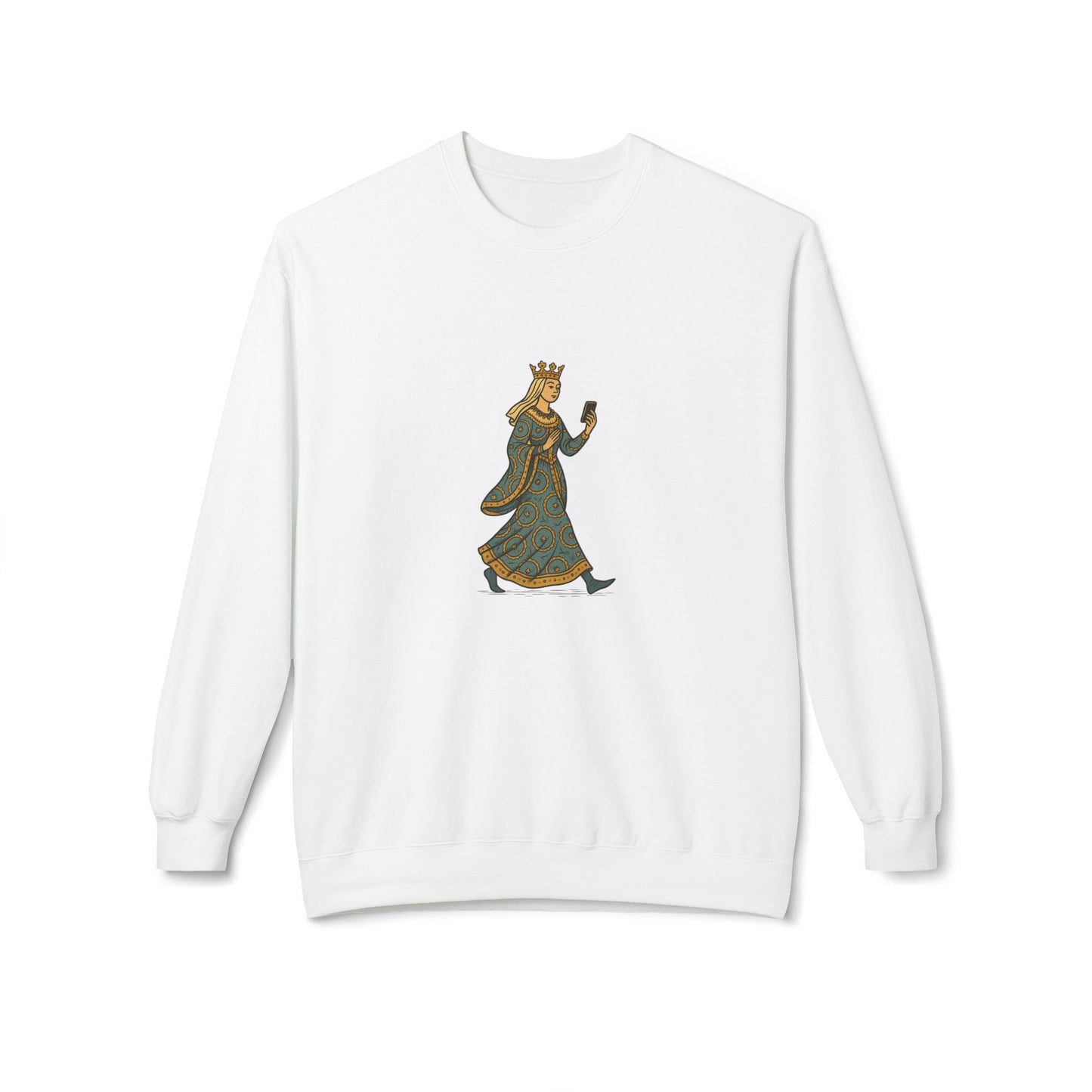 The Crowned Strutter – Medieval Couture on the Go - Unisex Midweight Sweatshirt