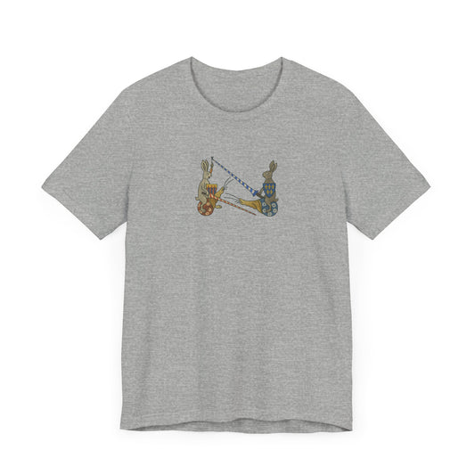 Medieval Marginalia Jousting Rabbits Manuscript T-shirt