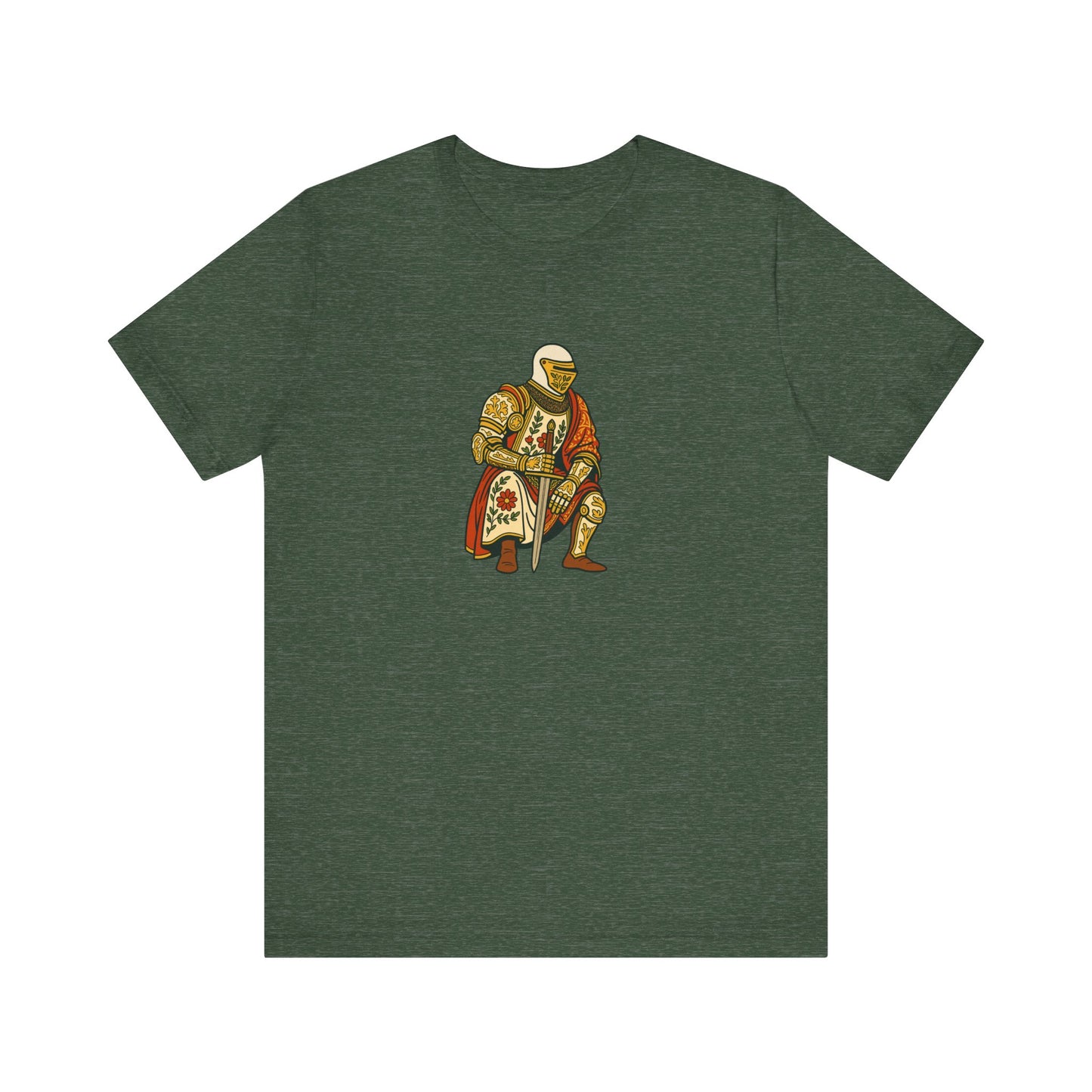 Medieval Knight With Original Flora Pattern Tee