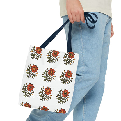 Folk Bloom Emblem 2, Original Floral Tote Bag