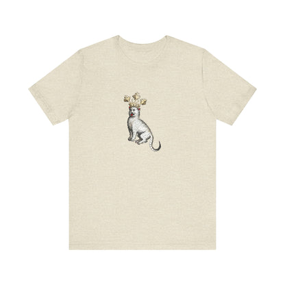 Silly Medieval Cat with Crown – 15th Century Heraldic Art Tee
