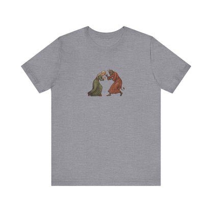 The Virgin Mary punching the Devil Medieval Manuscript T-shirt