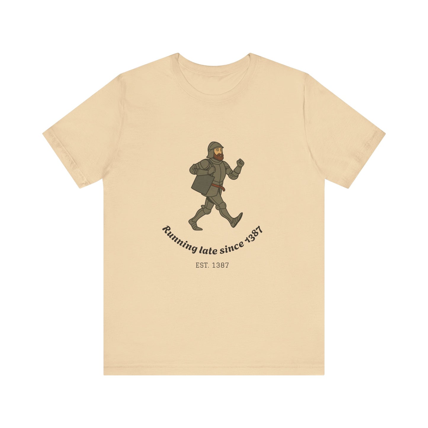 Knight on the Go But Running Late, Medieval Humor Unisex T-Shirt