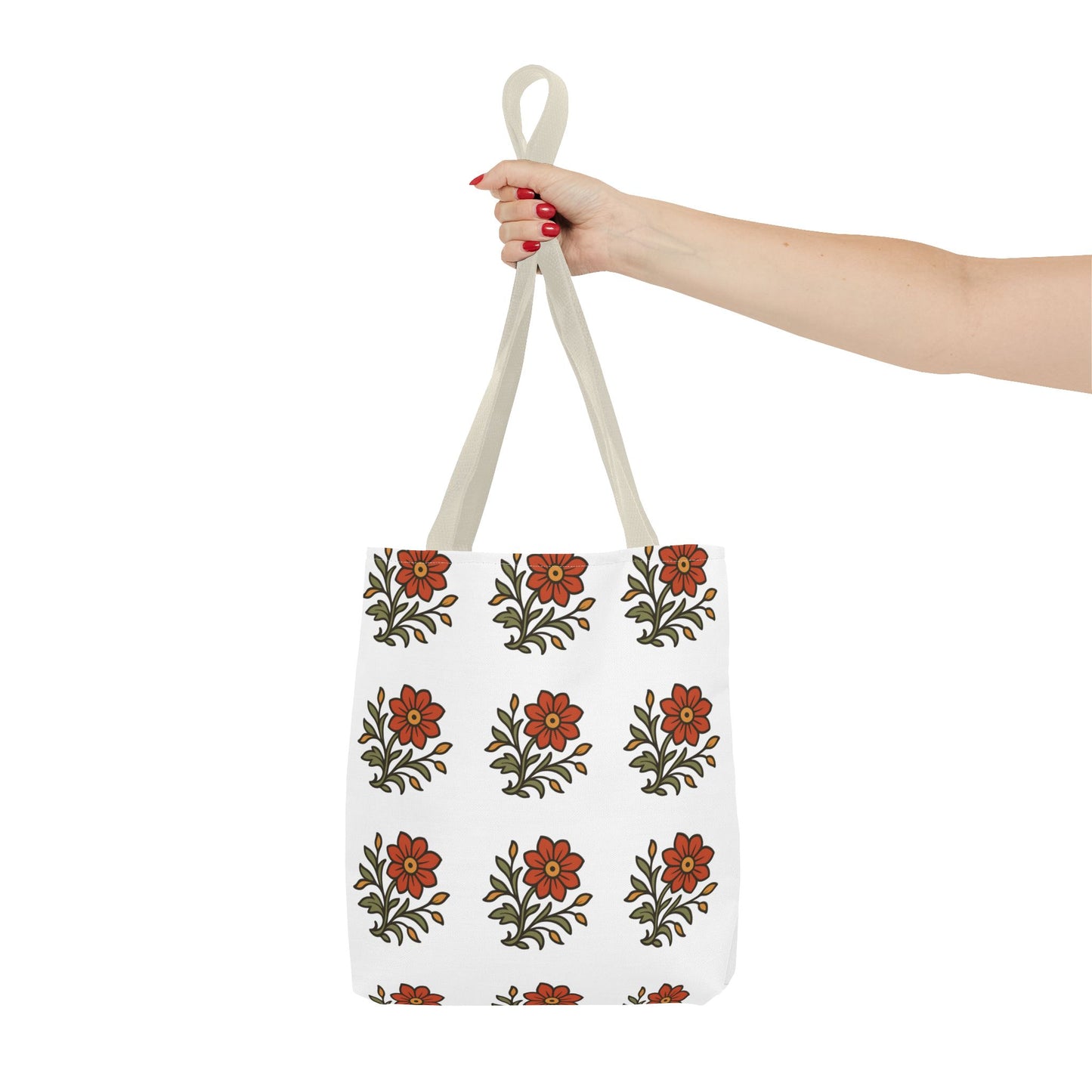 Folk Bloom Emblem 2, Original Floral Tote Bag
